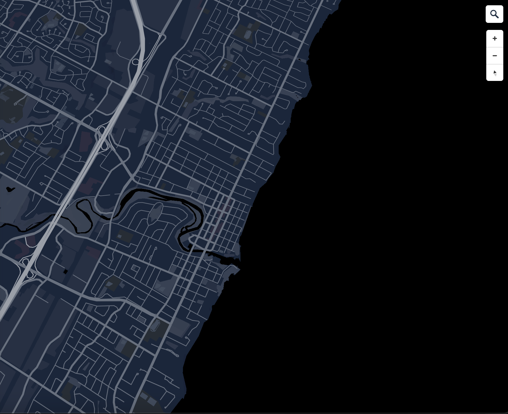 Dark Blue Oakville Region: Modified Water color and Light preset to night mode.